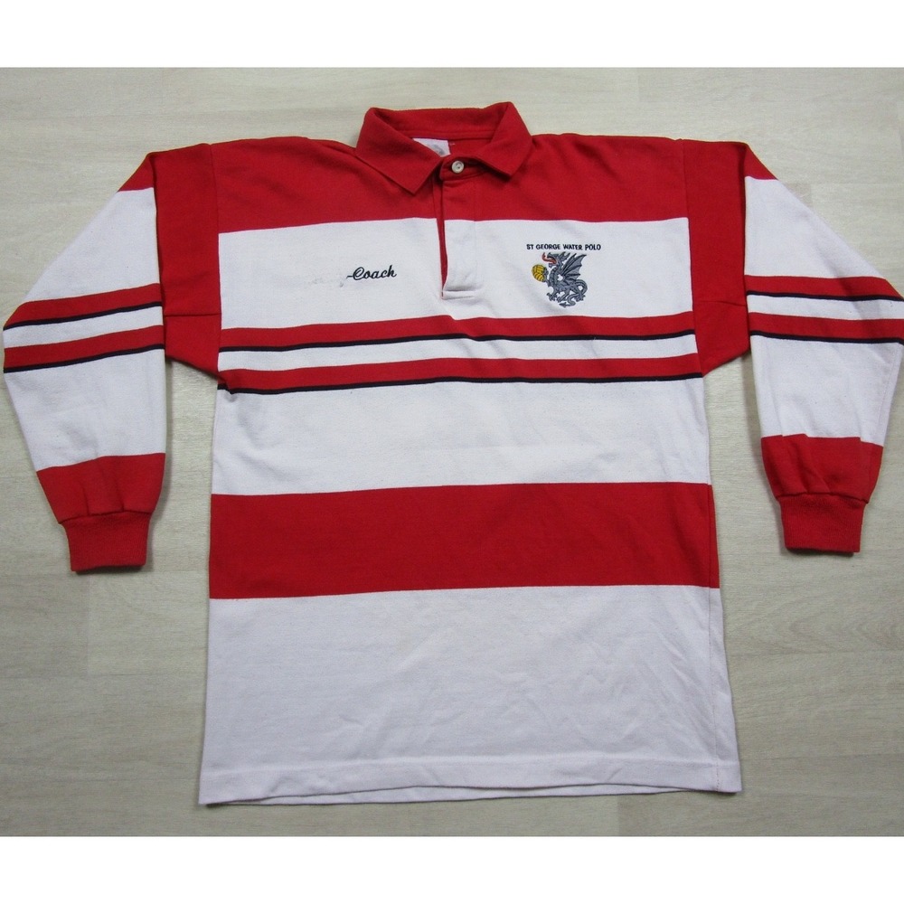Vintage St. George Water Polo Coach‎ Shirt (M) Peerless Stripe Australia